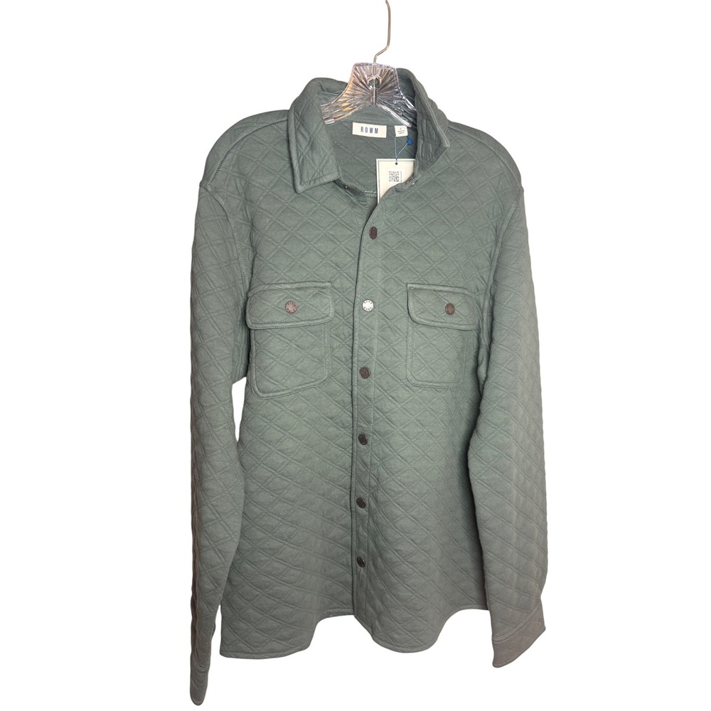 ROWM Quilted Shirt Jacket Mens Large Balsam Green Cotton Blend Shacket NWT